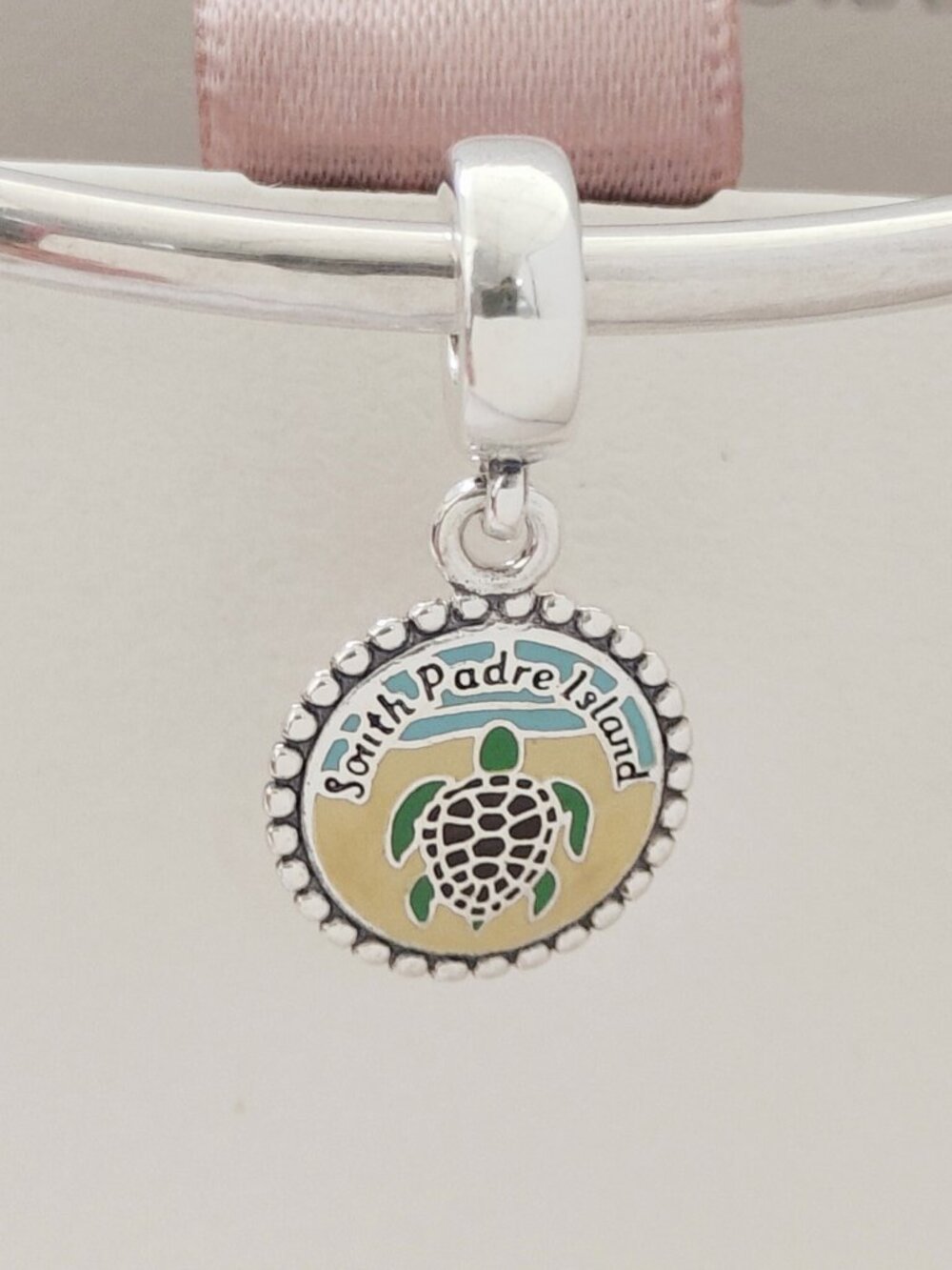 Pandora South Padre Island Dangle Charm Beach Turtle Charm S925 Silver